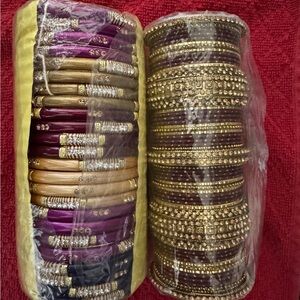 Gold and Purple Bangle Set